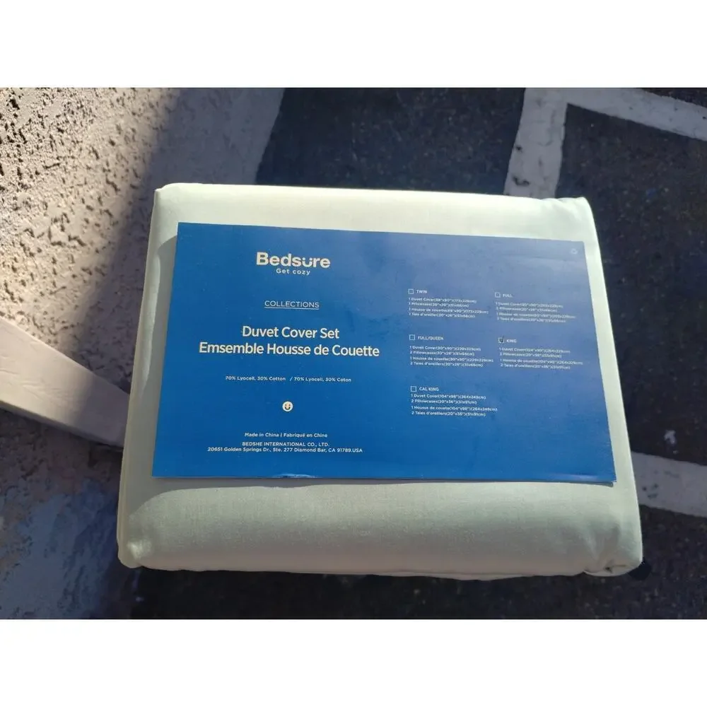 BEDSURE LYOCELL COTTON HYBRID - KING DUVET COVER SET - JADEITE GREEN